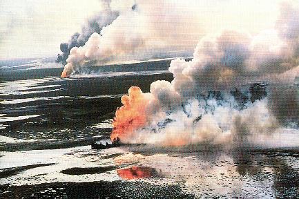 burning oil fields